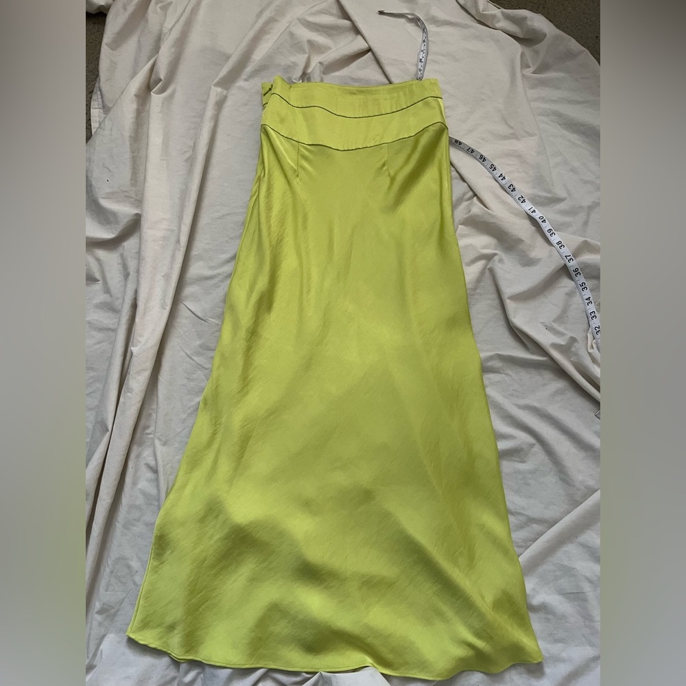 Free People Lime Green Midi Skirt SZ 2 - Picture 6 of 8